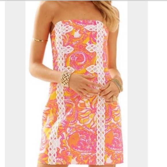 Lilly Pulitzer Tensy Dress Strapless Sea  & Be Seen Mini Size 2 Resortwear - Picture 1 of 15
